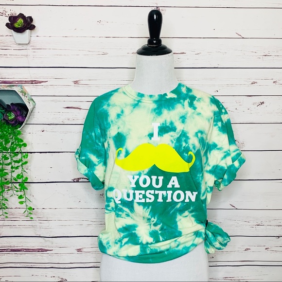 Green Mustache Tie Dye T-Shirt Unisex Size Medium - Picture 2 of 10